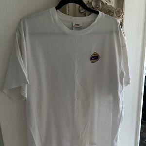 Nike White Tee with Purple and Gold Logo